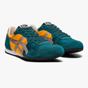 Asics SERRANO ONITSUKA TIGER SNEAKERS 1183B400 Mens Size 12 TEAL YELLOW VGC